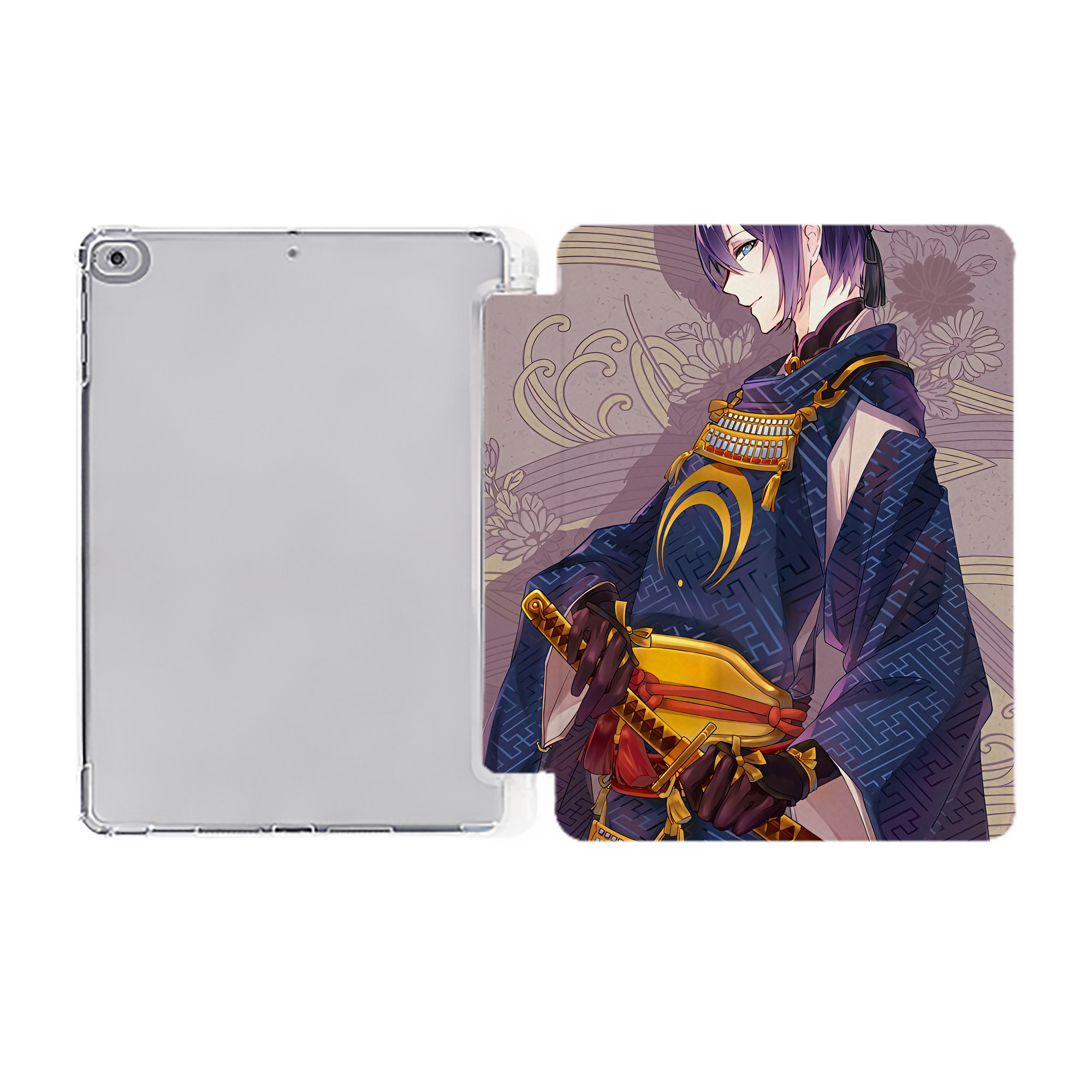 （画像用） 刀剣乱舞 Touken Ranbu IPad ケース ペン収納付き 三つ折りスタンド PUレザー×シリコン 対応機種9.5/10.5/10.9インチ
